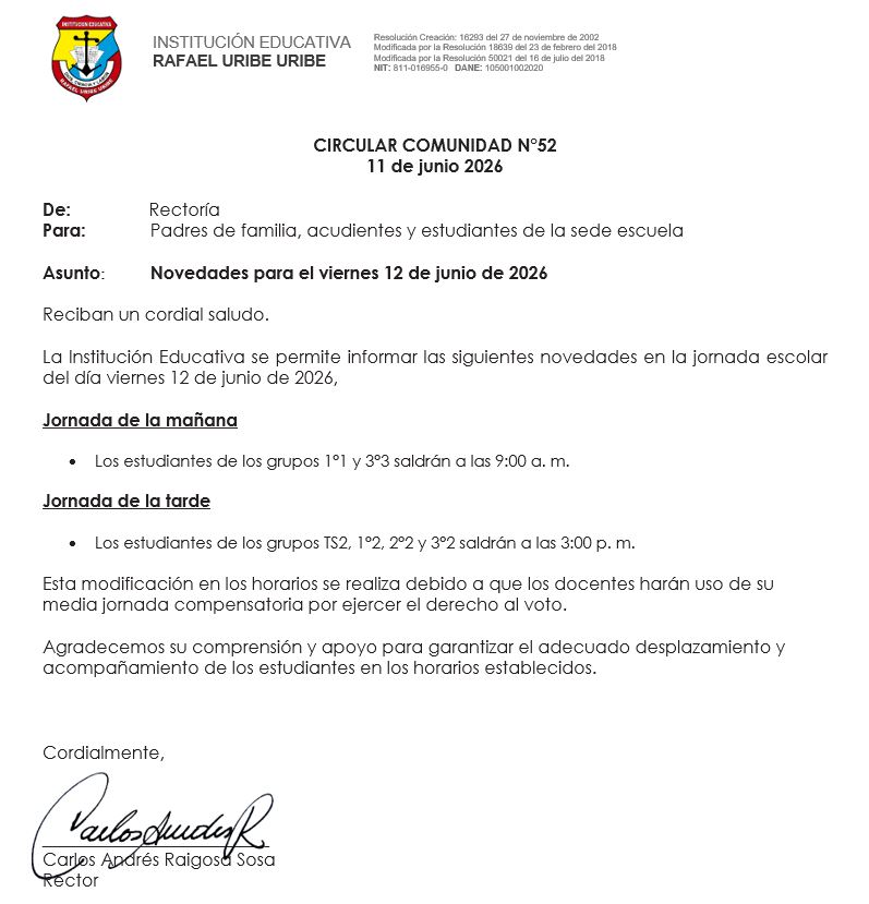 CIRCULAR INFORMATIVA N 52